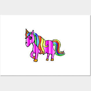 Rainbow unicorn seeks space Posters and Art